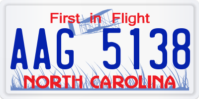 NC license plate AAG5138