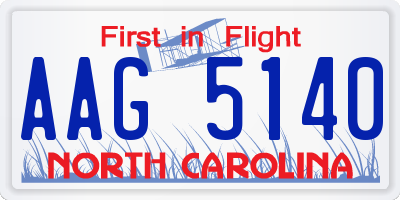 NC license plate AAG5140