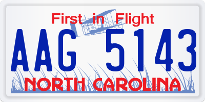 NC license plate AAG5143