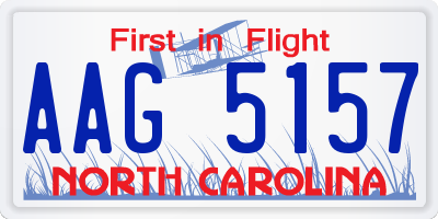 NC license plate AAG5157