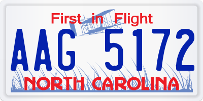 NC license plate AAG5172