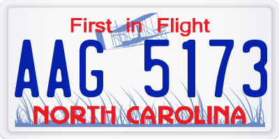 NC license plate AAG5173