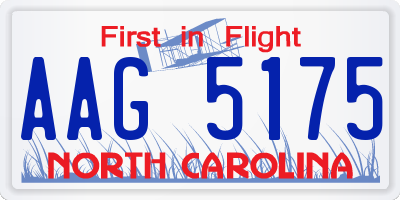 NC license plate AAG5175