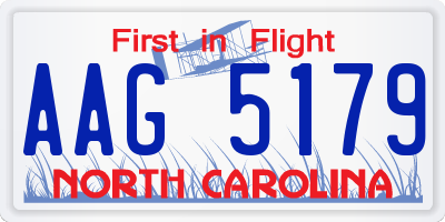 NC license plate AAG5179