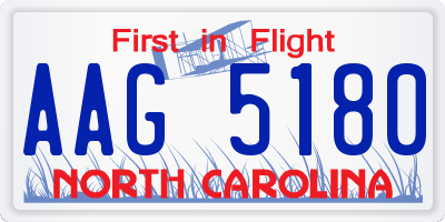 NC license plate AAG5180
