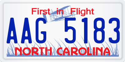 NC license plate AAG5183