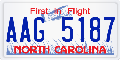 NC license plate AAG5187