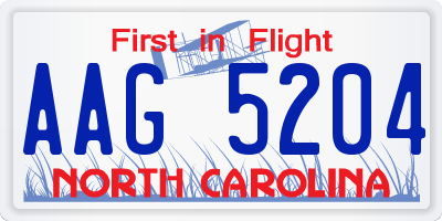 NC license plate AAG5204