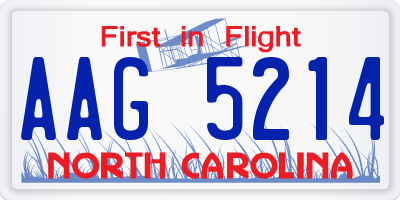 NC license plate AAG5214