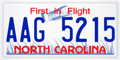 NC license plate AAG5215