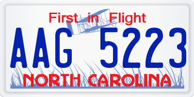 NC license plate AAG5223