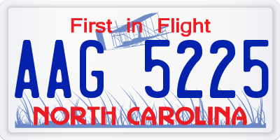 NC license plate AAG5225