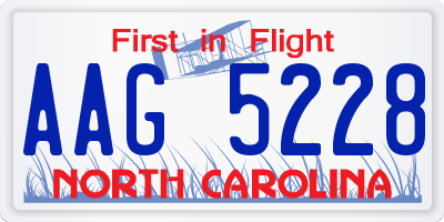 NC license plate AAG5228