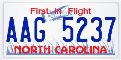 NC license plate AAG5237