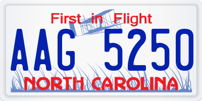 NC license plate AAG5250