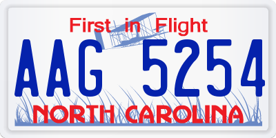 NC license plate AAG5254