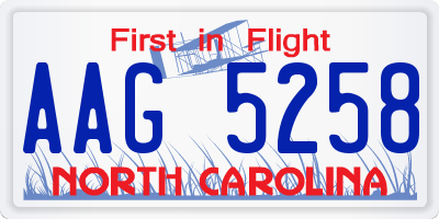 NC license plate AAG5258