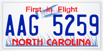 NC license plate AAG5259