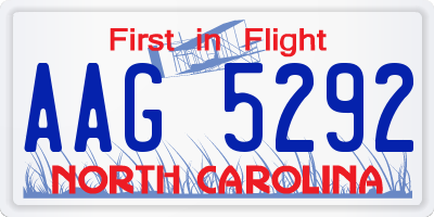 NC license plate AAG5292