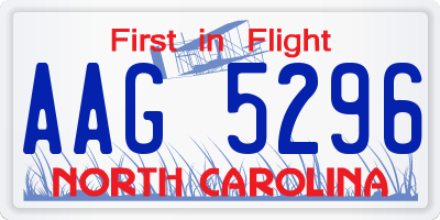 NC license plate AAG5296