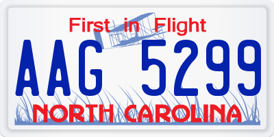 NC license plate AAG5299