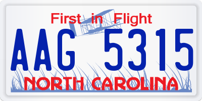 NC license plate AAG5315
