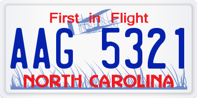 NC license plate AAG5321
