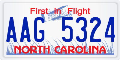 NC license plate AAG5324