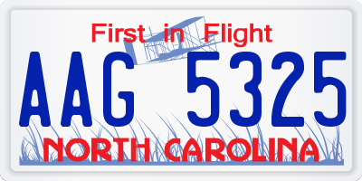 NC license plate AAG5325