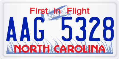 NC license plate AAG5328
