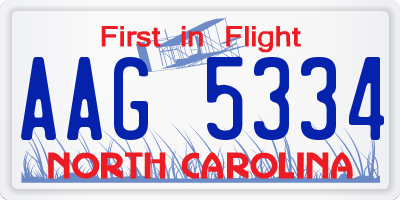 NC license plate AAG5334