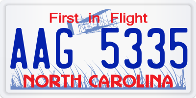 NC license plate AAG5335