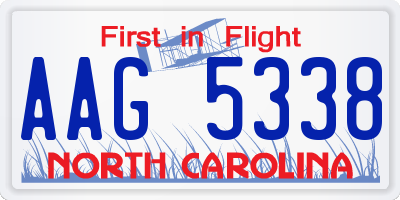 NC license plate AAG5338