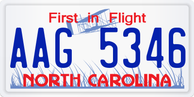 NC license plate AAG5346