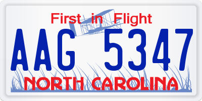 NC license plate AAG5347