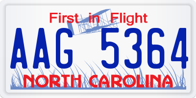 NC license plate AAG5364