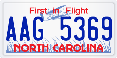 NC license plate AAG5369