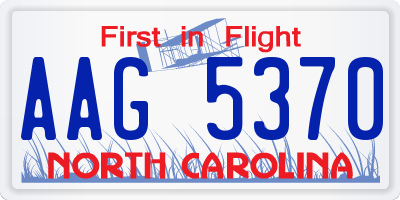 NC license plate AAG5370