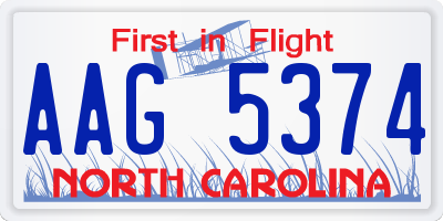 NC license plate AAG5374