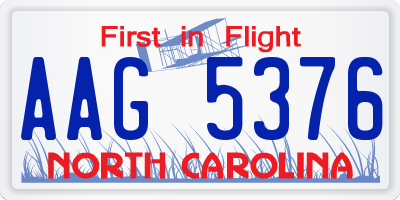 NC license plate AAG5376