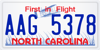 NC license plate AAG5378