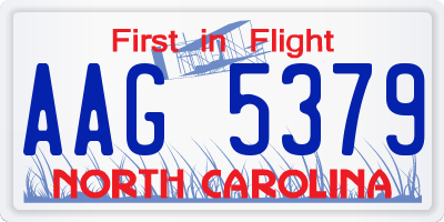 NC license plate AAG5379