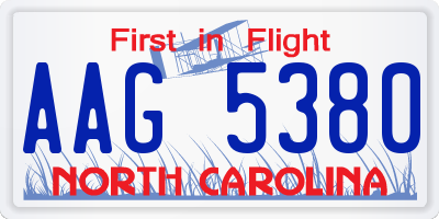 NC license plate AAG5380