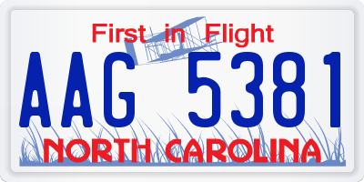 NC license plate AAG5381