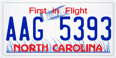 NC license plate AAG5393