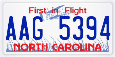NC license plate AAG5394
