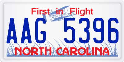 NC license plate AAG5396