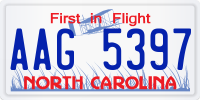 NC license plate AAG5397