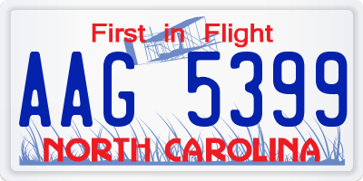 NC license plate AAG5399