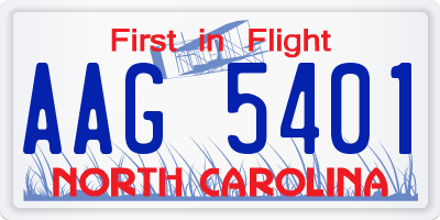 NC license plate AAG5401